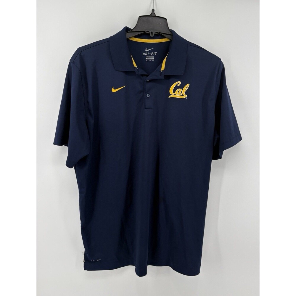 Nike Cal Bears Dri-FIT Polo Shirt Mens XXL Navy Blue Gold Logo Short Sleeve NCAA